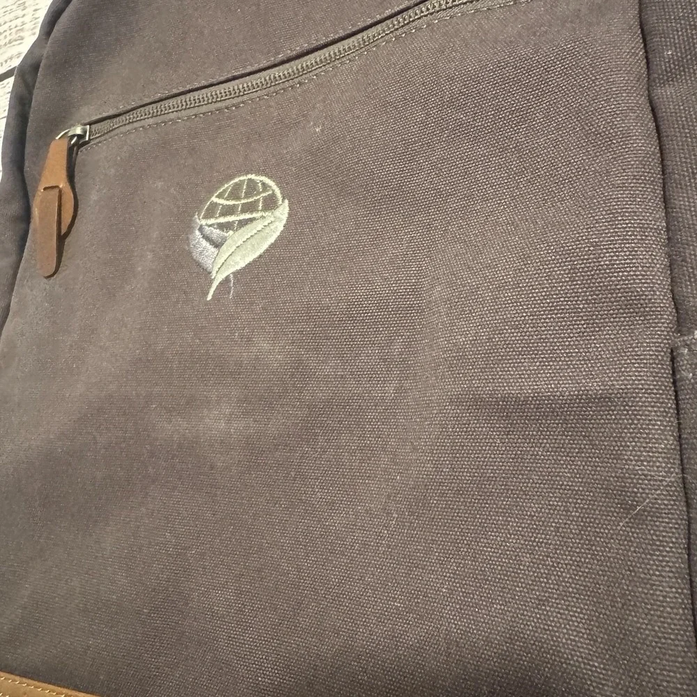 Alternative Brand Canvas Backpack w/ Leather Bottom‎ Brown Bag